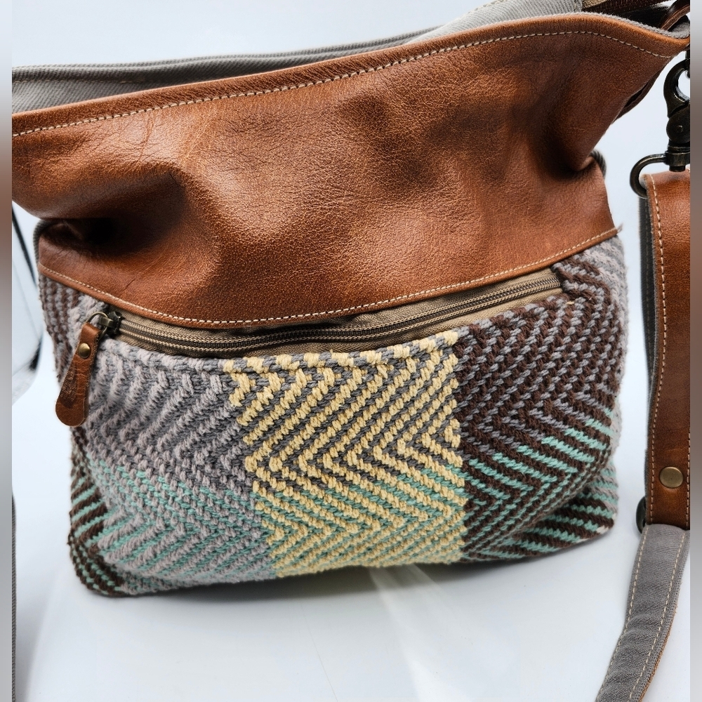 Myra Bag Leather & Cotton Crossbody/shoulder Bag - Picture 2 of 8